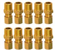 Highcraft D68-18-OM-10 Lot de 10 raccords mâles à compression pour tuyau 1/8" OD COMP X MIP Raccord en laiton sans plomb