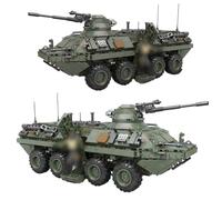 highdar Chars Militaires Kit de Construction, Ensemble de Blocs de Construction de Véhicules Blindés de L'armée avec Figurines d'action - 1512 Pièces (M1127 - Stryker Vehicle (IFV) XJ-787A)