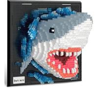 highdar Décoration Murale 3D en Forme de Requin Ensemble de Mini-Blocs de Construction, Décoration Murale ou de Table Unique, Cadeau d'anniversaire Créatif pour Adolescents et Adulte(2166 Pcs)