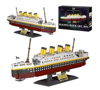 highdar Titanic Kit de Blocs de Construction, 2383 Pièces Mini-Ensemble de Construction du Titanic avec Présentoir, Modèle Réduit de Navire, Jouet Cadeau pour Adultes et Enfants