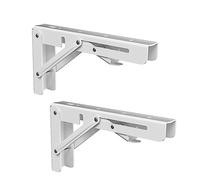 Highdecora Lot de 2 supports d'étagère pliables, robustes et pliables en métal pour table et banc de travail (blanc, 50,8 cm)