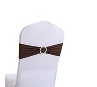 Highdi 10/20/30/50/100 PCS Noeuds de Chaise Mariage Elastique Pas Besoin d'être Lié Décoration de Ceremonie Fête Anniversaire pour Noeud de Chaise en Lycra (Marron foncé,50pcs)