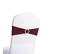 Highdi 10/20/30/50/100 PCS Noeuds de Chaise Mariage Elastique Pas Besoin d'être Lié Décoration de Ceremonie Fête Anniversaire pour Noeud de Chaise en Lycra (Bordeaux,100pcs)