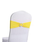 Highdi 10/20/30/50/100 PCS Noeuds de Chaise Mariage Elastique Pas Besoin d'être Lié Décoration de Ceremonie Fête Anniversaire pour Noeud de Chaise en Lycra (Jaune,50pcs)