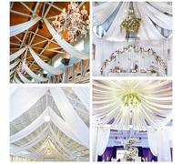Highdi 2024 Tenture Mariage Plafond, Rideaux de Plafond Mousseline de Soie Tenture Mariage Semi Voile pour Arche de Mariage, Fête Prénatale (150x600cm,Blanc)
