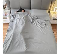 Highdi 2in1 Drap de Sac de Couchage Leger, Drap de Sac de Couchage Sac a Viande 1/2 Personnes Sac de Couchage Compact Outdoor avec Compartiment Oreiller Ajouté (200 * 210,Light Grey)