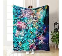 Highdi 3D Couverture Polaire Plaid, Jeté de Canapé Douillette Confortable Couverture de Lit 2 Personnes Couverture d'hiver Chaude et Douce pour Chambre (130X150cm,Mandala Bleu)