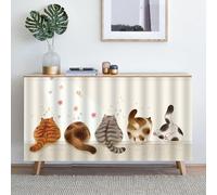 Highdi 3D Mignon Rideau Cuisine Court, Rideaux sous l'Évier, Auto-Adhésif Brise Bise Petite Fenetre sans Percage pour sous Evier, Placard, Armoire (Chat Mignon,L100 x H70 cm)