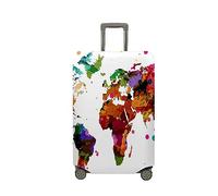Highdi 3D Monde Housse Valise et Housse de Valise Elastique, Housse Protection Valise Réutilisable Lavable, Housse de Bagage Portable Bagages S-XL (Continent coloré,M (22-24 Pouces))
