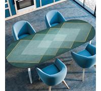 Highdi 3D Nappe Ovale avec Bord Élastique, Nappe de Table Anti-Tache Antidérapante Nappe Jardin Exterieur Protection Table Ovale Extensible pour Cuisine Table (Art Plaid 7,91x152cm(36"x60"))