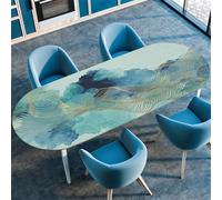 Highdi 3D Nappe Ovale avec Bord Élastique, Nappe de Table Anti-Tache Antidérapante Nappe Jardin Exterieur Protection Table Ovale Extensible pour Cuisine Table (Vintage de Luxe 1,132x178cm(52"x70"))