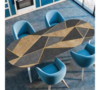 Highdi 3D Nappe Ovale avec Bord Élastique, Nappe de Table Anti-Tache Antidérapante Nappe Jardin Exterieur Protection Table Ovale Extensible pour Cuisine Table (Vintage de Luxe 2,114x142cm(45"x56"))