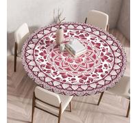 Highdi 3D Nappe Ronde avec Bord Élastique, Nappe de Table Anti-Tache Antidérapante Nappe Jardin Exterieur Protection Table Ronde Extensible pour Cafe Cuisine Fête Table (60cm,Mandala A)