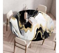 Highdi 3D Nappe Ronde avec Bord Élastique, Nappe de Table Anti-Tache Antidérapante Nappe Jardin Exterieur Protection Table Ronde Extensible pour Cafe Cuisine Fête Table (Pierre G,120cm)