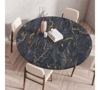 Highdi 3D Nappe Ronde avec Bord Élastique, Nappe de Table Anti-Tache Antidérapante Nappe Jardin Exterieur Protection Table Ronde Extensible pour Cafe Cuisine Fête Table (Pierre B,120cm)