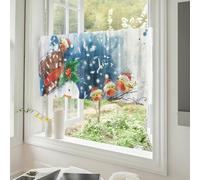 Highdi 3D Noël Rideaux Cuisine, Court à Passe Tringle Petit Rideau Courts pour Petite Fenêtre Salon Xmas Rideau de Style,1 Pièce (Oiseau,175x55CM)