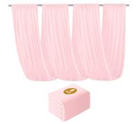 Highdi 6 Pièces Tenture Mariage Plafond, Rideaux de Plafond Mousseline de Soie Tenture Mariage Semi Voile pour Arche de Mariage, Fête Prénatale (160 * 600cm,Rose Clair)