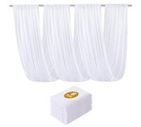 Highdi 6 Pièces Tenture Mariage Plafond, Rideaux de Plafond Mousseline de Soie Tenture Mariage Semi Voile pour Arche de Mariage, Fête Prénatale (160 * 300cm,Blanc)