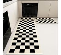 Highdi Absorbant Diatomite Tapis Cuisine, Tapis Cuisine Devant Evier Séchage Rapide, Tapis Cuisine Antidérapant, Noir Blanc Tapis de Cuisine (40x120cm,Damier)