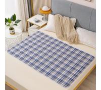 Highdi Alèses de Lit Absorbantes Lavable pour Incontinence, sous-alèse Imperméable Réutilisable pour Adultes et Enfants, Draps Protège-Matelas Imprimés Mignons (Carreaux Bleu Gris,100x150cm)
