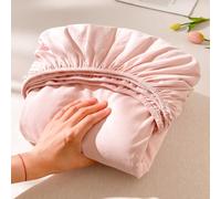 Highdi Algodón Drap Housse Bedding Draps Housses avec Une Rebord Élastiqueavec, Color Sólido Protège Matelas pour Enfants, Jeunes, Adulte (Rose Clair,200x200cm)
