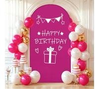 Highdi Anniversaire Couverture de Toile de Fond d'Arche, Housse de Toile de Fond Élasthanne Lavable pour Thème d'anniversaire, Fête Décoration (Rose Vif,6FT)