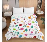 Highdi Bedding Couette 220 x 240 cm, Impression Florale 3D Ete Douce Microfibre Couette, Couette Imprimée 220x240 Poids Léger Couette Enfant, pour Couette 2 Personnes (Fleur Dessin animé,220 * 240cm)
