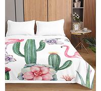 Highdi Bedding Couette Modèle de Flamant Rose, Ete Douce Microfibre Couette, Couette Imprimée, Poids Léger Couette Enfant, pour Couette 2 Personnes (200x230cm,Cactus)