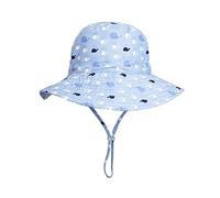 Highdi Chapeau de Soleil à Bord Large pour Enfant avec Mentonnière Réglable, Chapeaux de Pêcheur Anti-UV Solaire UPF 50+, Bébé Fille Garçon Été Voyage Plage Chapeaux (Petite Baleine,46cm)