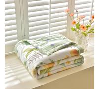 Highdi Couette Simple/Double/King Size, Edredon en Microfibre Douce Été Imprimée, Couette Lavable Réversible Motif Floral en Relief, Literie Léger 4 Saisons (Vert,150x200cm)