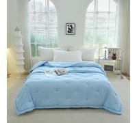 Highdi Couleur Unie Couvre lit en Microfibre, Couverture de lit 1/2 Personne, Ete Douce Microfibre Couette, Doux Jeté de Lit, Couette Poids Léger Couette Enfant, Dessus de Lit (Bleu Ciel,200x230cm)