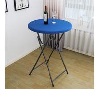 Highdi Couleur Unie Nappe Ronde avec Bord Élastique, Nappe de Table Anti-Tache Antidérapante Nappe Jardin Exterieur Protection Table Ronde Extensible (ф60cm,Bleu Saphir)