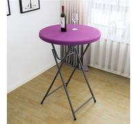 Highdi Couleur Unie Nappe Ronde avec Bord Élastique, Nappe de Table Anti-Tache Antidérapante Nappe Jardin Exterieur Protection Table Ronde Extensible (ф80cm,Violet)