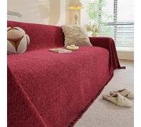 Highdi Couleur Unie Serviette de Canapé Chenille, Housse Anti-Poussière Canapé Serviette Lavable Couverture Protège Chat Anti Griffe pour Domestiques Animaux Enfants (Bourgogne,180x130cm)