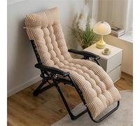 Highdi Coussin de Chaise Longue Jardin Exterieur, Tartan Coussin Bain de Soleil, Matelas Transat Pliable épais & Confortable avec Sangles antidérapantes, pour Terrasse, Plage (Camel,155x48cm)
