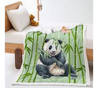 Highdi Couverture Polaire Hiver, Impression en Bambou Panda Plaid Douillet,Couverture de Canapé Réversible,Couvre-Lit en Peluche,Couverture Moelleuse pour Adultes Enfants (Foret de Bambou,150x200cm)