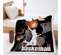 Highdi Couverture Polaire Hiver, Imprimé Sportif 3D Plaid Douillet, Couverture de Canapé Réversible, Couvre-Lit en Peluche, Couverture Moelleuse pour Adultes Enfants (150x200cm,Basket-Ball)