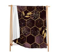 Highdi Couverture Polaire Hiver, Plaid Douillet Style de Luxe Léger 3D,Couverture de Canapé Réversible,Couvre-Lit en Peluche,Couverture Moelleuse pour Adultes Enfants (Feuilles d'or,90x120cm)