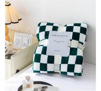 Highdi Couverture Polaire Plaid, Damier Jeté de Canapé Douillette Grande Taille Couverture Chaude et Douce Couverture d'hiver pour Chambre Canapé Lit (100 * 150CM,Vert)