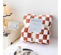 Highdi Couverture Polaire Plaid, Damier Jeté de Canapé Douillette Grande Taille Couverture Chaude et Douce Couverture d'hiver pour Chambre Canapé Lit (100 * 150CM,Caramel)