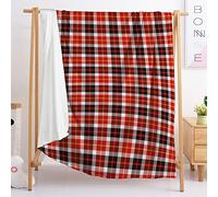 Highdi Couverture Polaire Plaid Douce et Chaude Hiver, Classique Imprimé Plaid & Tartan Couverture de Lit en Microfibre Moelleuse Couvre-Lit pour Adultes et Enfants (Rouge,90x120cm)