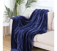 Highdi Couverture Polaire Plaid, Jeté de Canapé Douillette Confortable Couverture de Lit 2 Personnes Couverture d'hiver Chaude et Douce pour Chambre Canapé Lit Chat Ch (100X140cm,Bleu Marine)