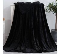Highdi Couverture Polaire Plaid, Jeté de Canapé Douillette Confortable Couverture de Lit 2 Personnes Couverture d'hiver pour Animaux Chaude et Douce (150x200CM,Noir)