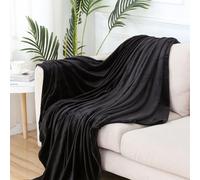Highdi Couverture Polaire Plaid, Jeté de Canapé Douillette Confortable Couverture de Lit 2 Personnes Couverture d'hiver Chaude et Douce pour Chambre Canapé Lit Chat Ch (100X140cm,Noir)