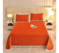 Highdi Couvre Lit Couleur Unie Velours King Size,Dessus de Lit Réversible Patchwork,Douceur Couvre Lit Matelassé,pour 1~2 Personnes Plaid Canape,pour Salon,Chambre à Coucher (Orange,90x200cm)
