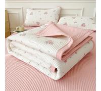 Highdi Couvre Lit Imprimé Floral King Size, Dessus de Lit Réversible Patchwork, Douceur Couvre Lit Matelassé, pour 1~2 Personnes Plaid Canape, pour Salon, Chambre à Coucher (Floral,200x230cm)