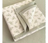 Highdi Couvre Lit, Matelassé Dessus de Lit Jeté de Canapé Confort et Douceur, Microfibre Plaid Canape Imprimé Fleuri, Lavable Couvertures pour Salon, Chambre à Coucher (Feuille Verte,90x200cm)