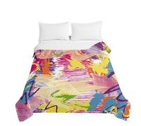 Highdi Couvre Lit Matelassé, Ete Douce Microfibre Dessus de Lit, Peinture Couvre-lit Poids Léger Couverture Lit, pour Couvre Lit 1 Personne Couverture Lit 2 Personnes (A,220x240cm)