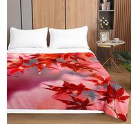 Highdi Couvre Lit Matelassé, Microfibre Dessus de Lit, 3D Feuille D'érable Couvre-lit Poids Léger Couverture Lit, pour Couvre Lit 1 Personne Couverture Lit 2 Personnes (180x220cm,Rouge)