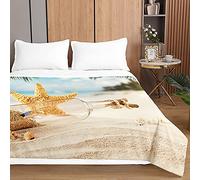 Highdi Couvre Lit Matelassé, Microfibre Dessus de Lit, 3D Plage Couvre-lit Poids Léger Couverture Lit, pour Couvre Lit 1 Personne Couverture Lit 2 Personnes (100x150cm,Huang Haixing)
